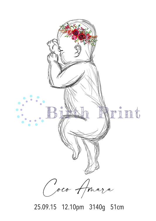 Flower crown birth poster