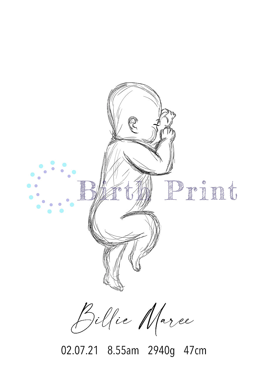 Sketch birth poster