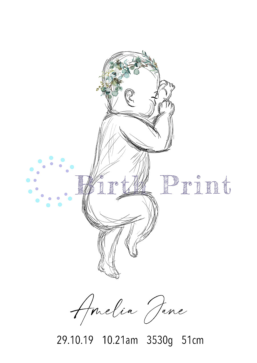 Flower crown birth poster