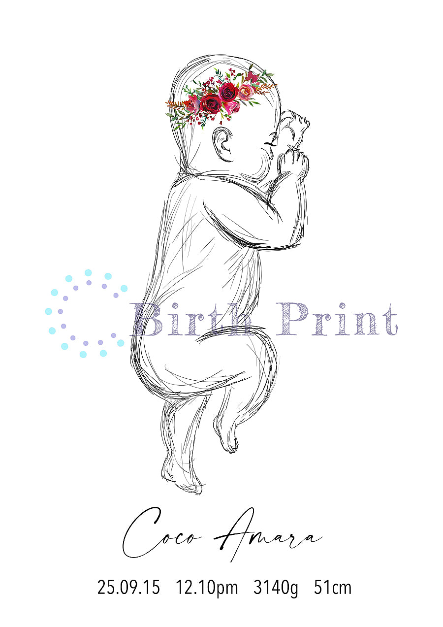 Flower crown birth poster