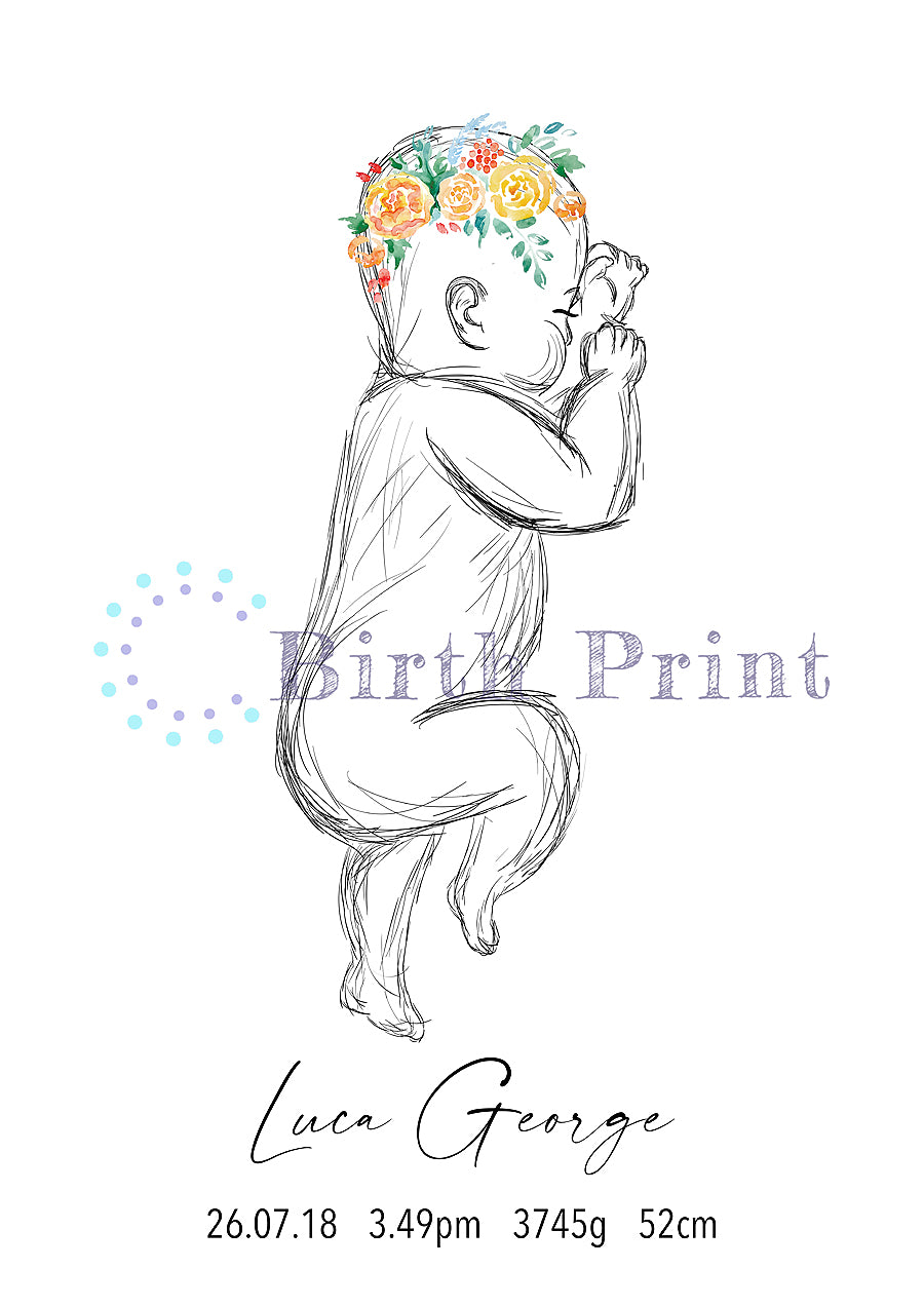 Flower crown birth poster